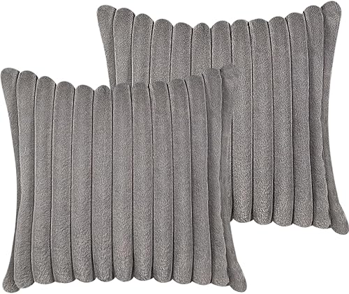 Miniatura 8 de Juego de 2 fundas de almohada de 12 x 20 pulgadas, fundas decorativas de piel sintética para cama, funda de almohada suave y esponjosa con respaldo