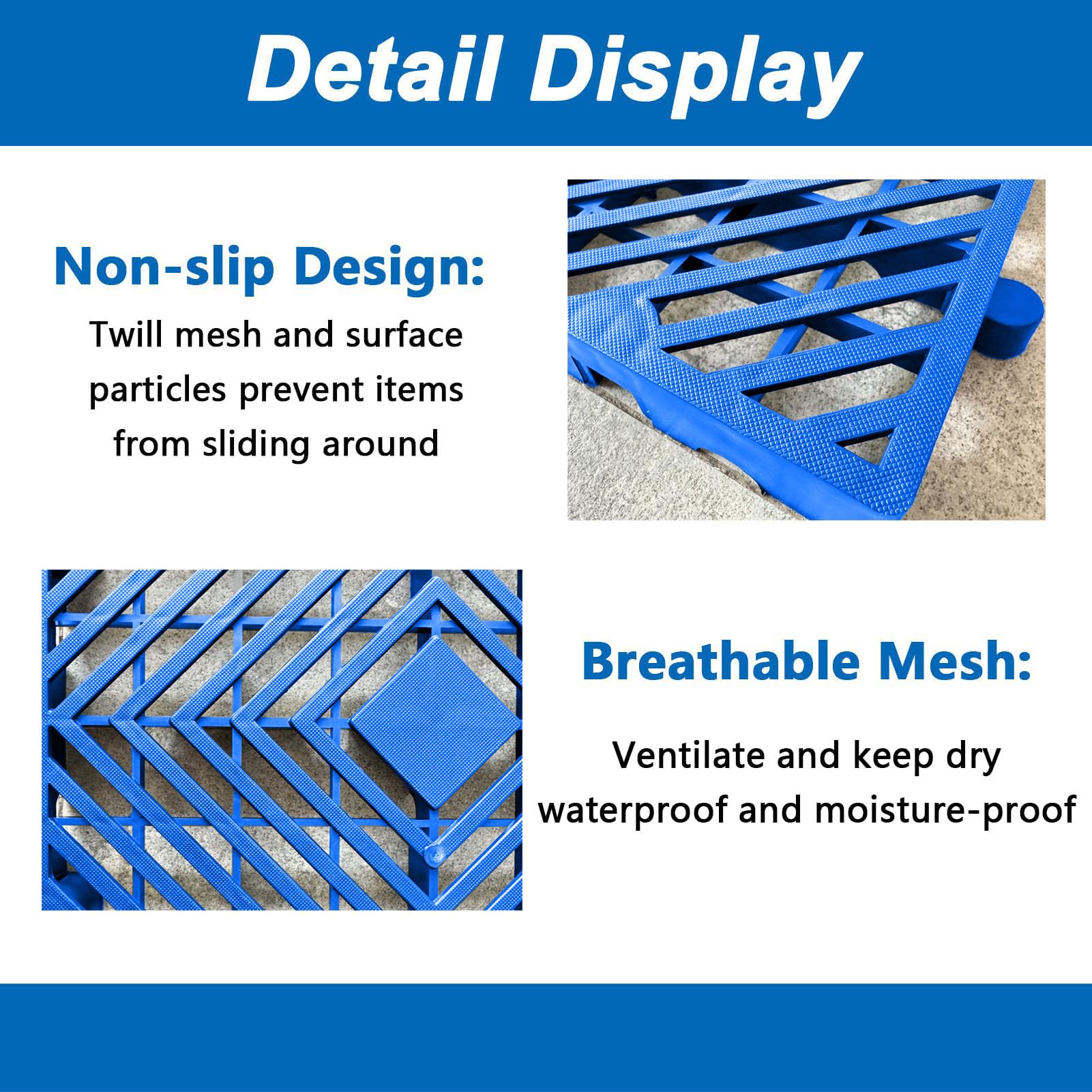Lekka plastikowa paleta podłogowa, 4 szt. HDPE oddychające siatki stojaki na artykuły, wodoodporna podkładka do przechowywania do garażu, supermarketu, piwnicy, 30 x 30 x 5 cm