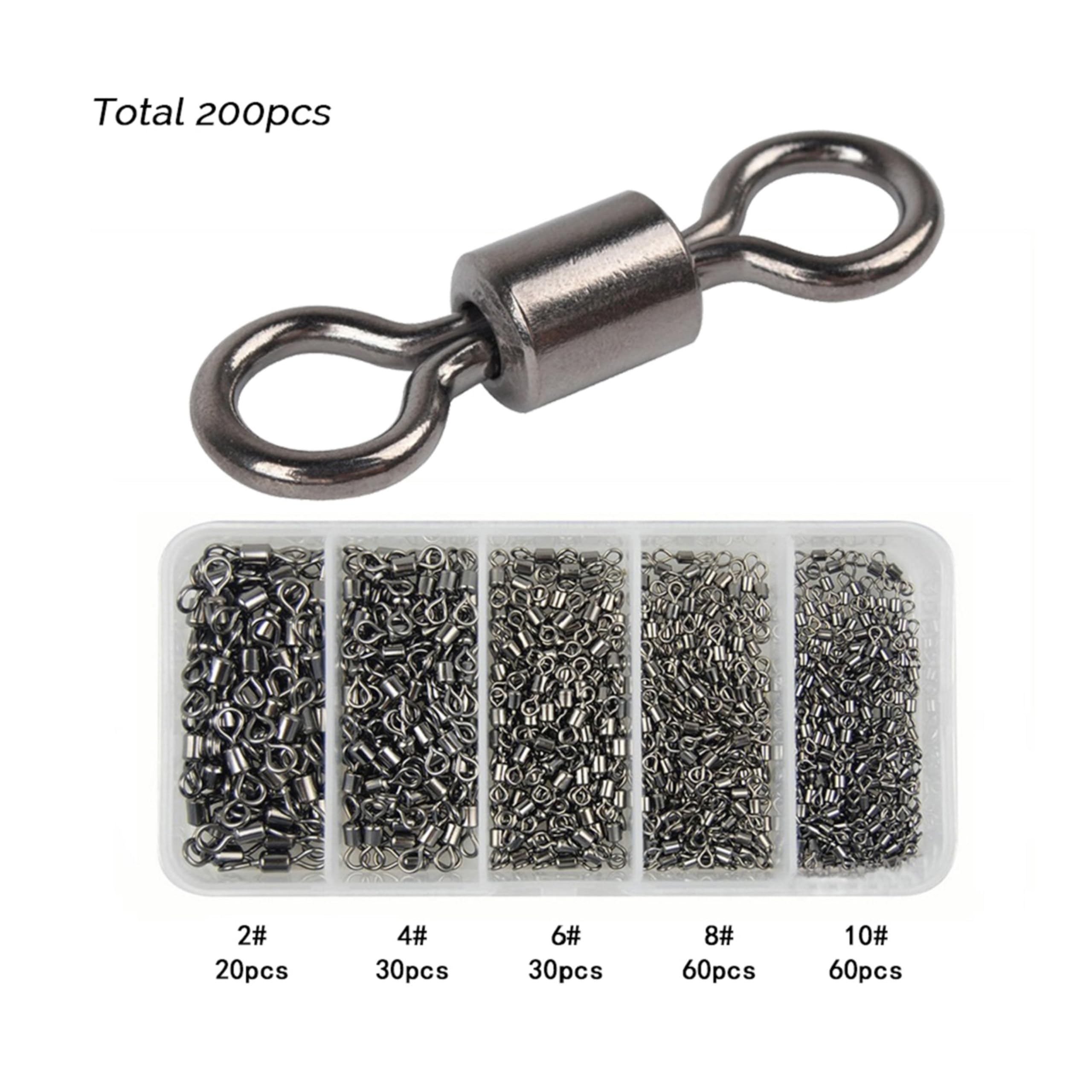 OKVYN Fishing Swivels Rolling Crane Double Barrel Swivels 2/4/6/8/10#(200pcs)