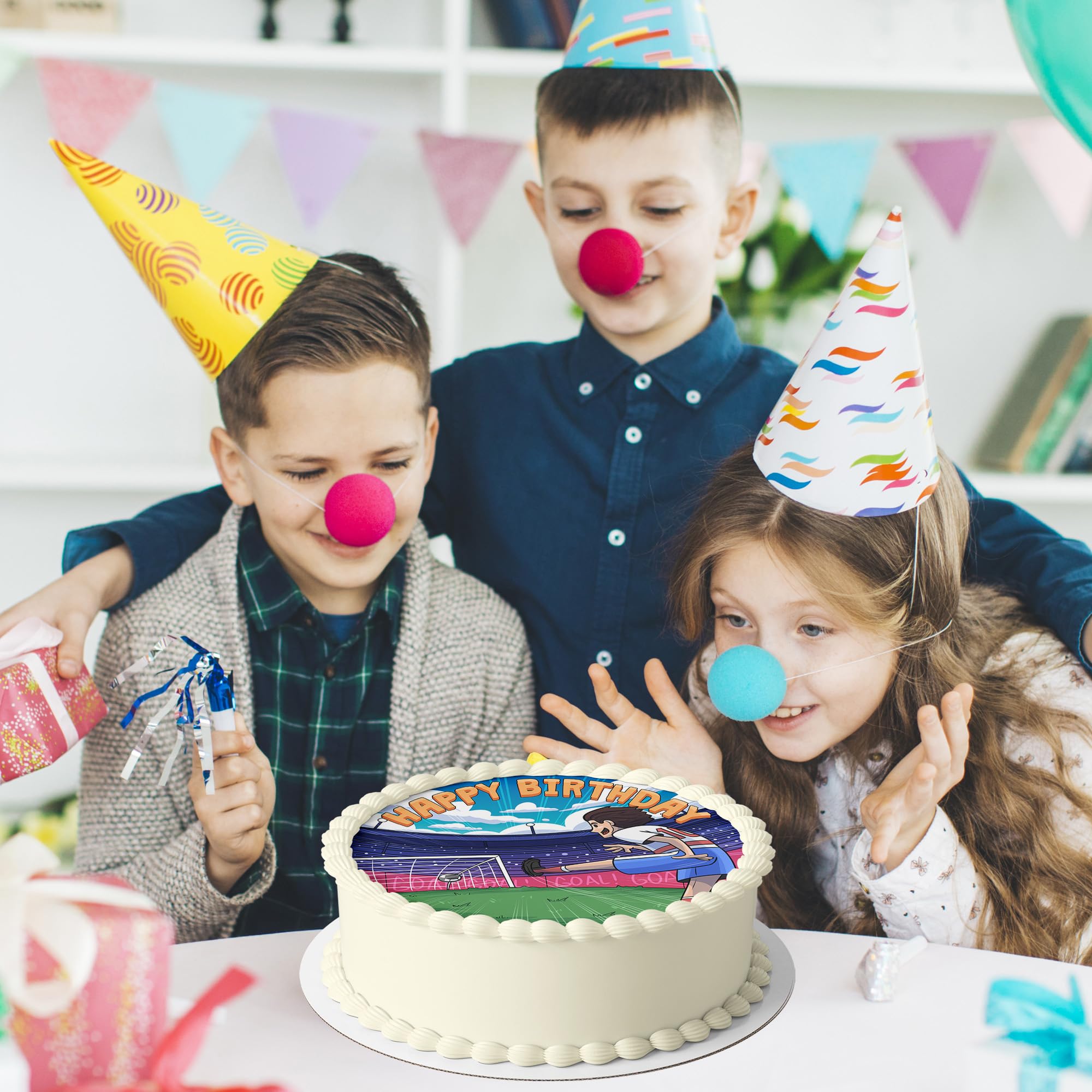 J&M DECO Opłatek na tort Piłka Nożna Ø20 cm – jadalna dekoracja piłkarska na urodziny chłopca i dziewczynki – topper tortowy futbol – bezglutenowy i wegański