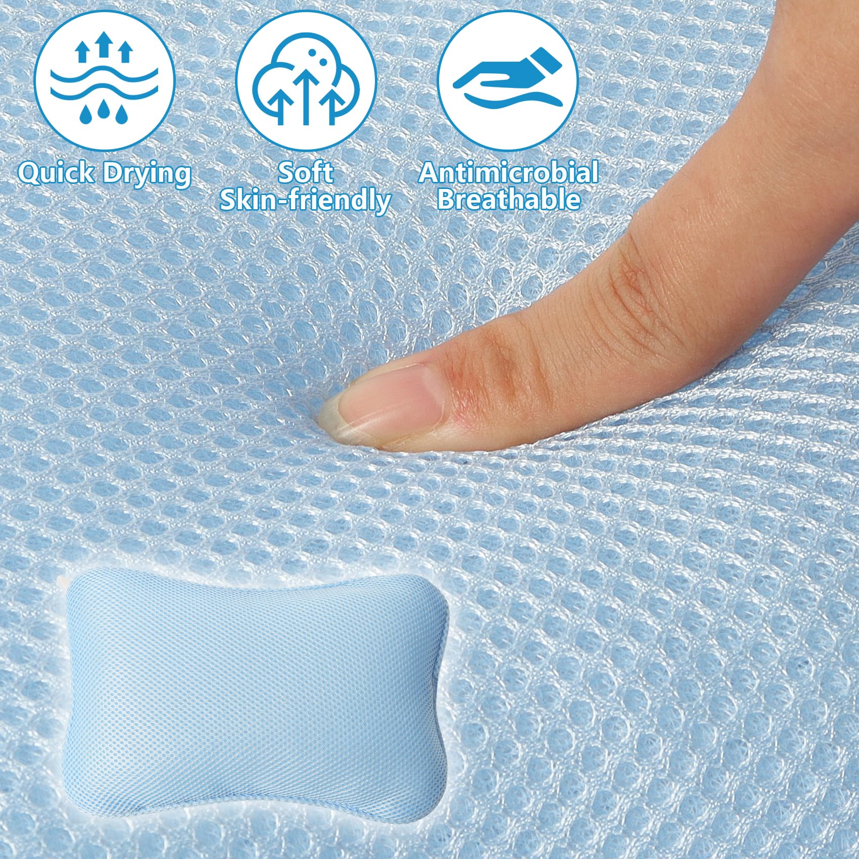 poduszka do wanny, poduszka do kąpieli z 1 gąbką kąpielową, 2 mocnymi przyssawkami, ergonomiczna oddychająca poduszka z 4d siatką powietrzną, odpowiednia do szyi i pleców