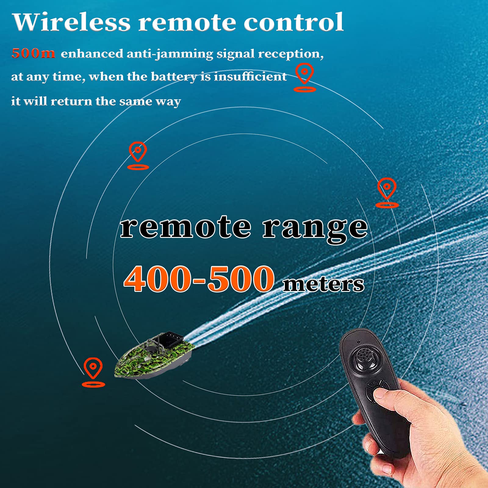 Barco de Cebo de Pesca Teledirigidos Barcos Cebador Inteligente, Barco Cebador Carpfishing para Lagos, Ríos y Piscinas, Crucero de Velocidad Fija de 500M, Batería de 5200/12000 MAh