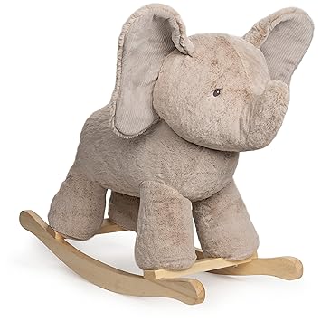GUND Baby Elephant Rocker with Wooden Base Plush Stuffed Animal Nursery, Gray, 23