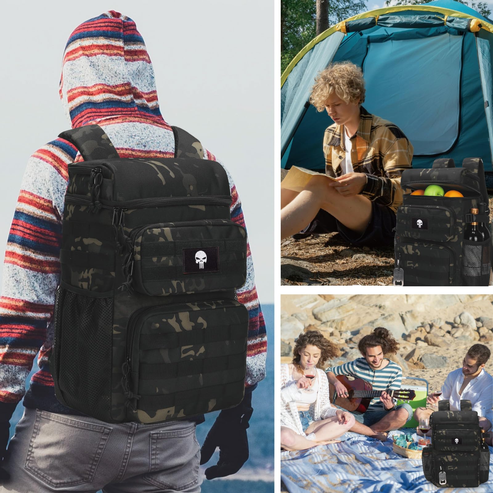 Sac à Dos glacière Tactique – Glacière Souple, légère et étanche, Sac Isotherme Portable et imperméable pour la Plage, Les Voyages, Le Camping, Les Pique-niques et la randonnée.