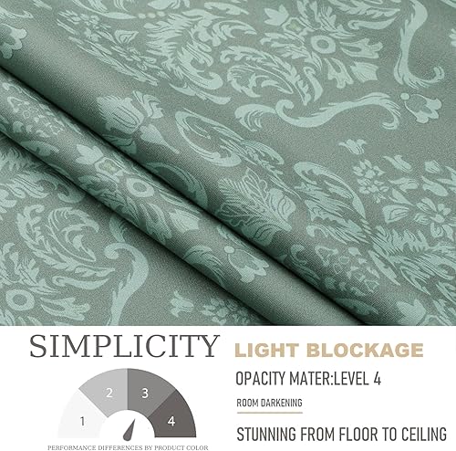 Miniatura 3 de Cortinas opacas degradadas de 84 pulgadas para sala de estar, patrón de estampado europeo de damasco para oscurecer la habitación, cortinas de
