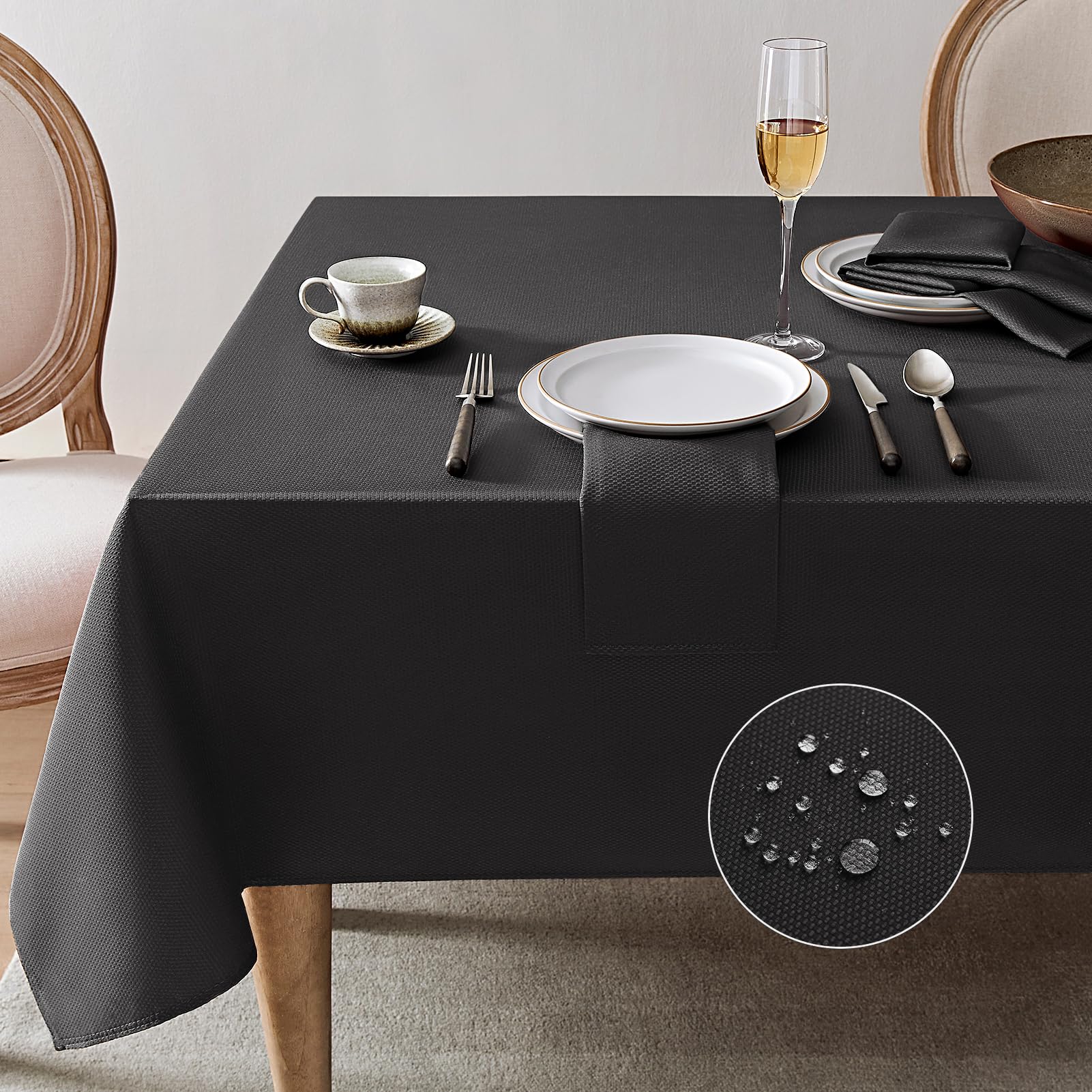 Softalker Manteles Mesa Antimanchas Rectangular 100x140 cm Gris Mantel Exterior Impermeable Mantel de Jacquard Geométrico, Duradero, Protege la Mesa Adecuado para Sala de Estar, Comedor, Cocina