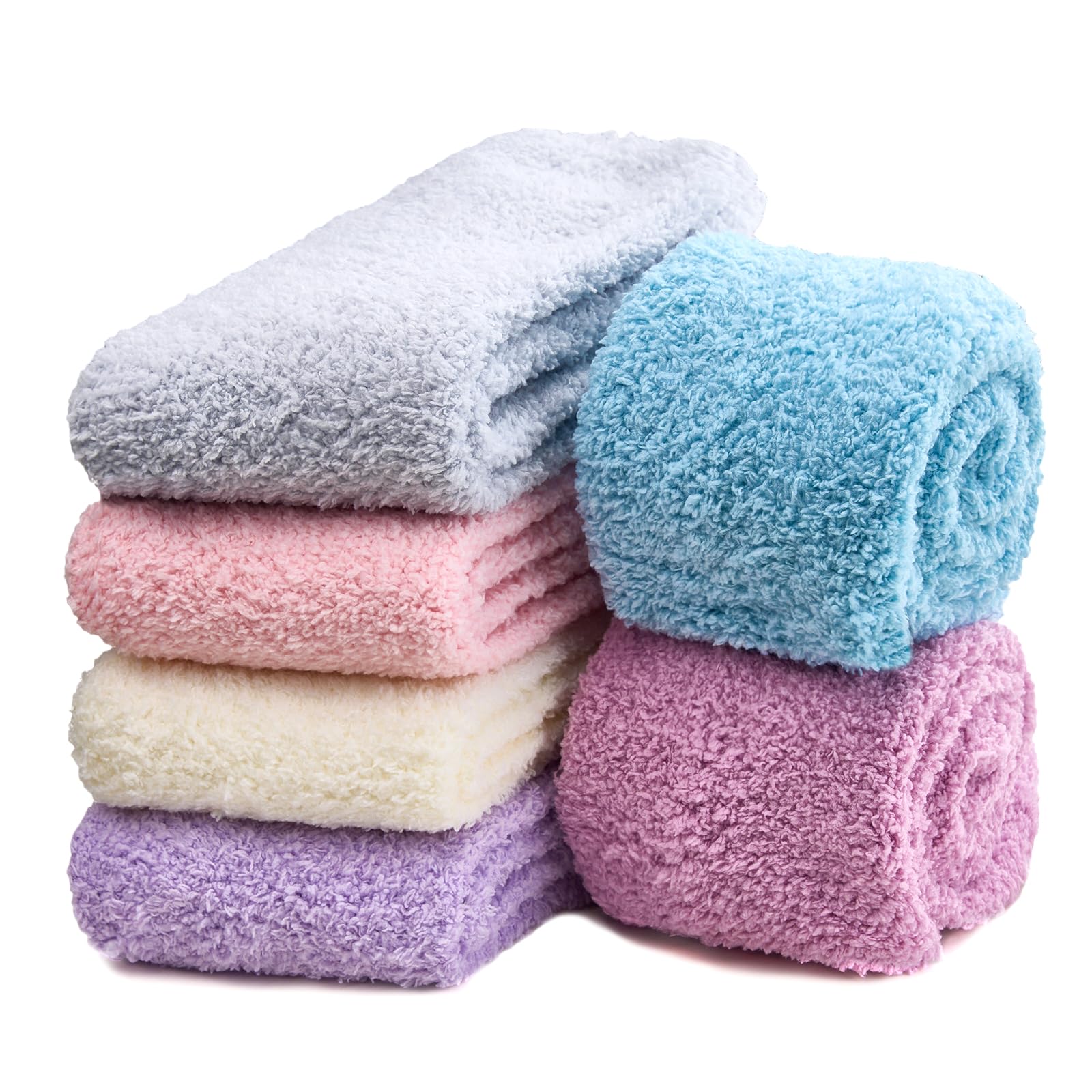 sockenkauf24 Damen Kuschelsocken (6 Paar) Flauschige warme Wintersocken, Plüschsocken, Kuschlige Bettsocken, Schlafsocken