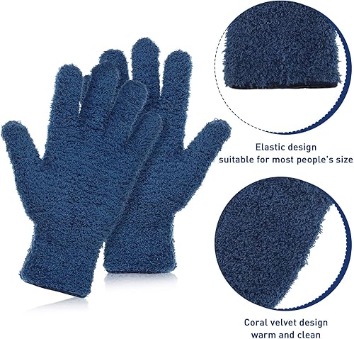Vista 31 de Patelai Guantes de microfibra para plantas, guantes de limpieza de polvo, color azul marino, 4
