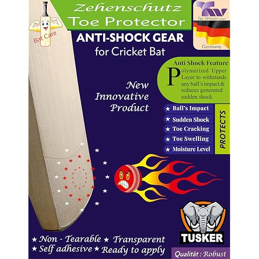 Tusker Cricket Bat Toe Protector, Transparent