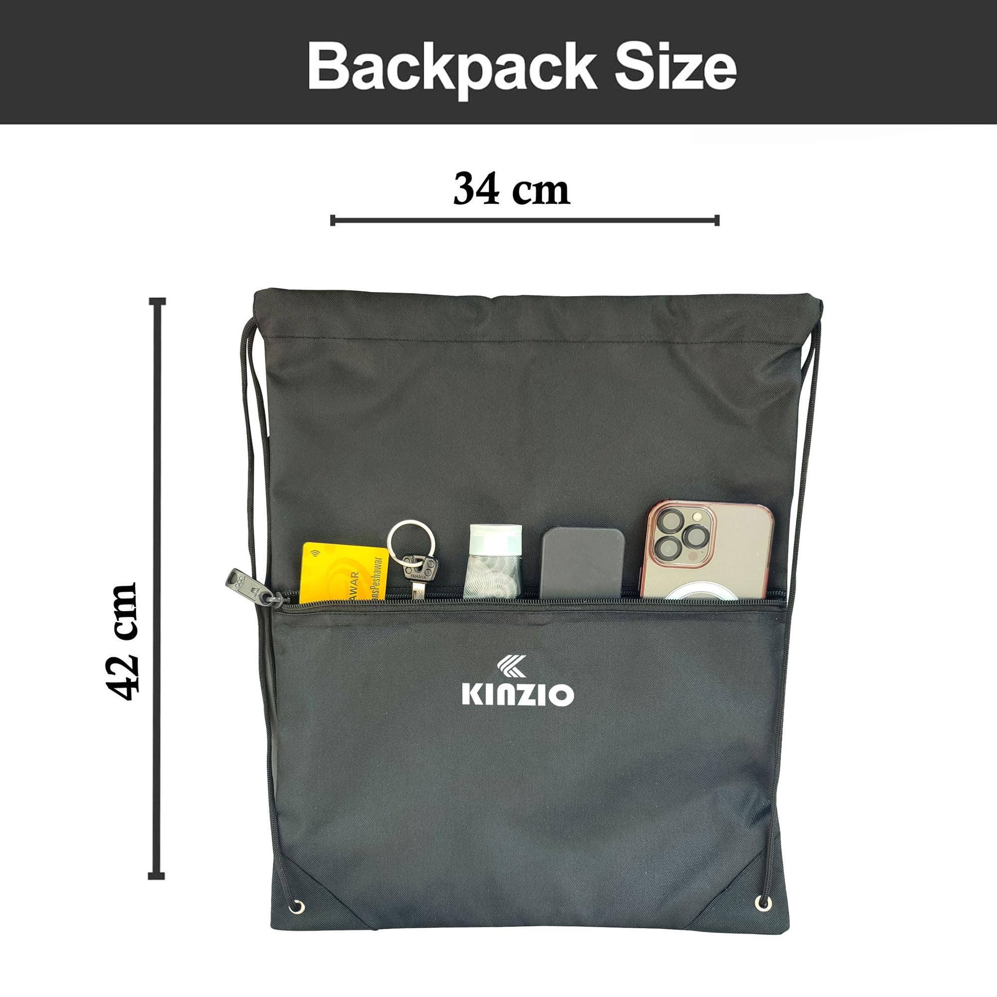 KINZIO Drawstring Gym Sport Bags Waterproof for kids Multi use Beach Sack Bag Yoga Sackpack (Size 42x34 cm) Suitable for Sports School - Image 4