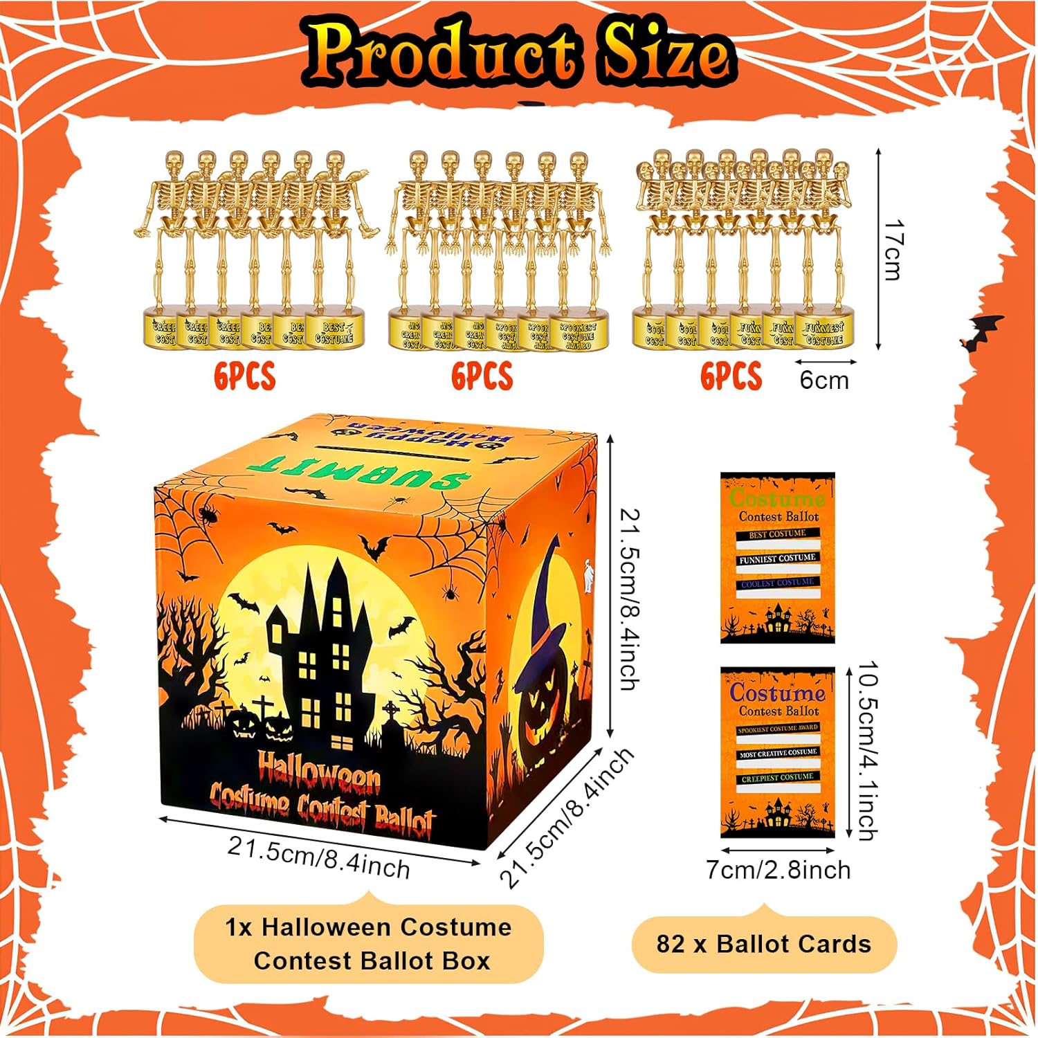 Halloween Costume Contest Party Bundle with 1 Ballot Box and 82 Voting Cards for Kids Adults