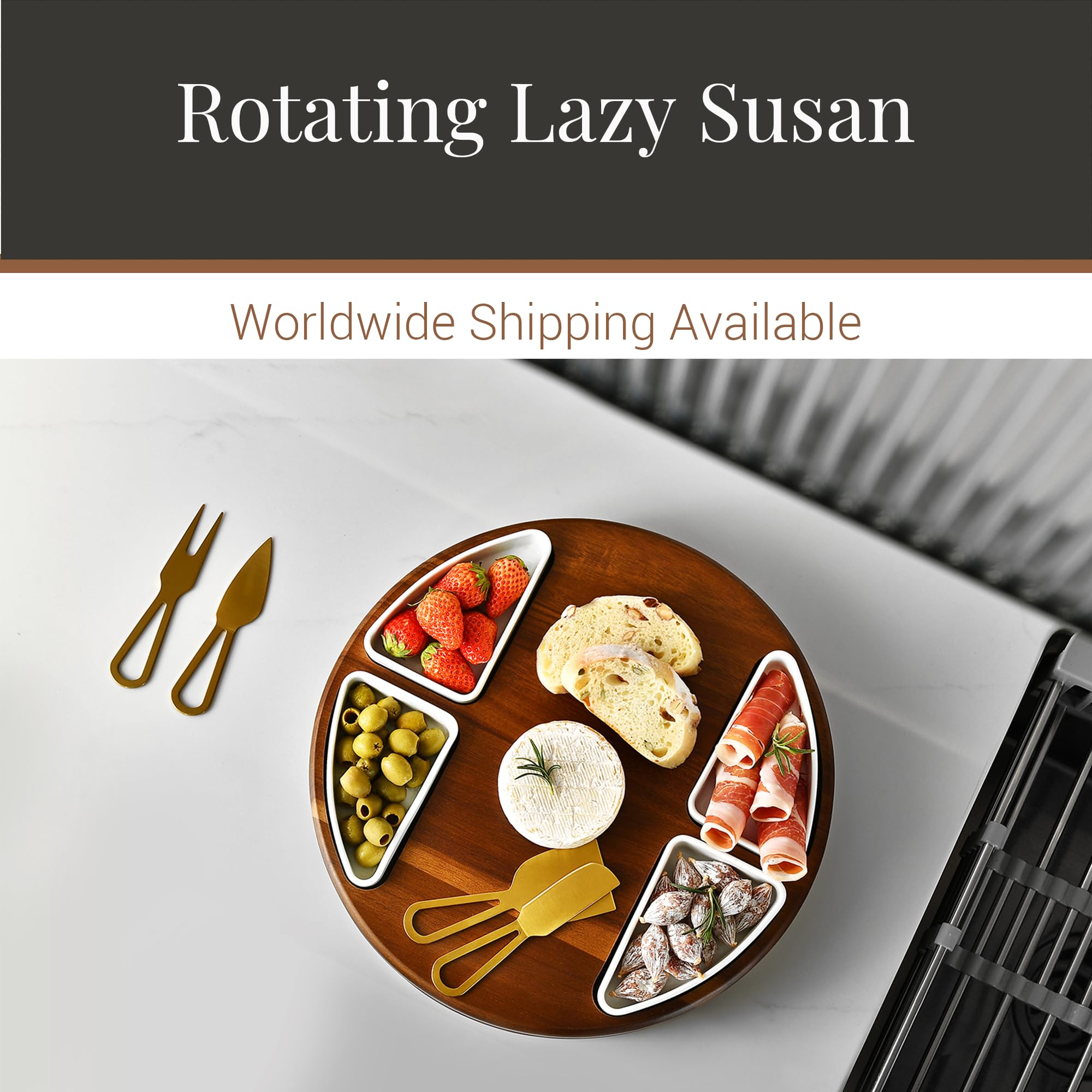 Amazon.com: Shanik Upgraded Lazy Susan Cheese Cutting Board Set