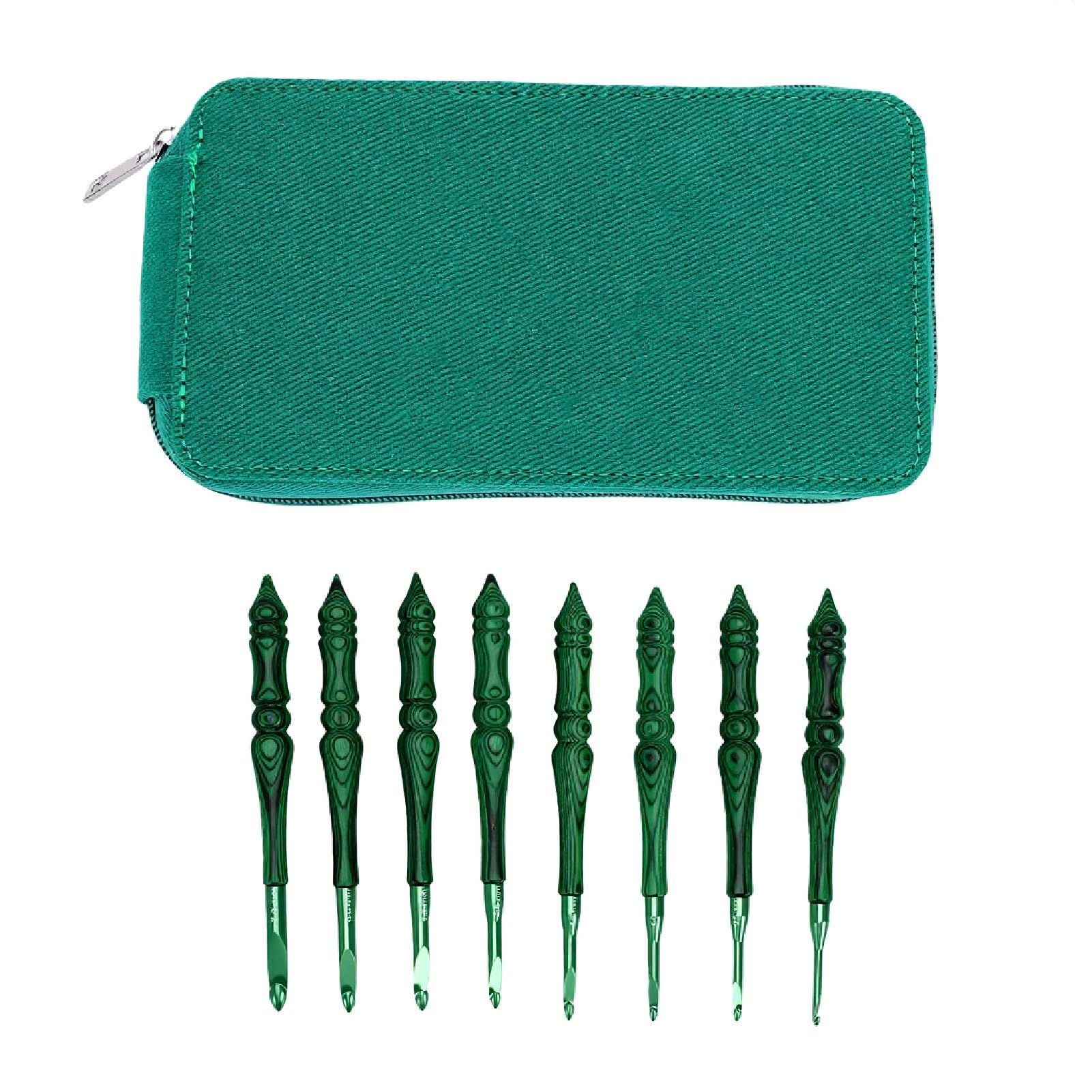 GOWENIC Set de Ganchillos Ergonómicos de Aluminio 8 Piezas | Agujas con de Madera de 3,0-7,0 Mm para Bufanda de Ropa
