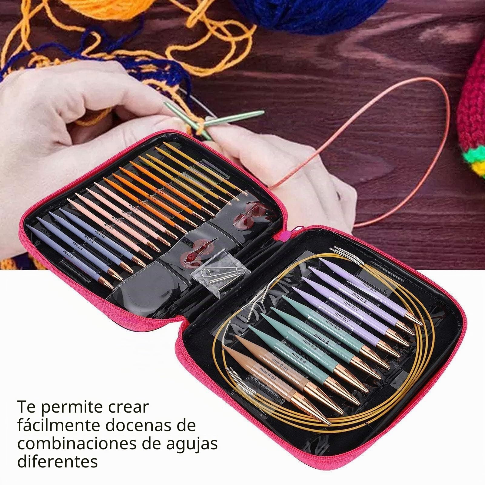 Juego de 13 Pares de Agujas de Tejer Intercambiables - Herramientas Circulares para Artesanías Con 2,75 mm-10 mm