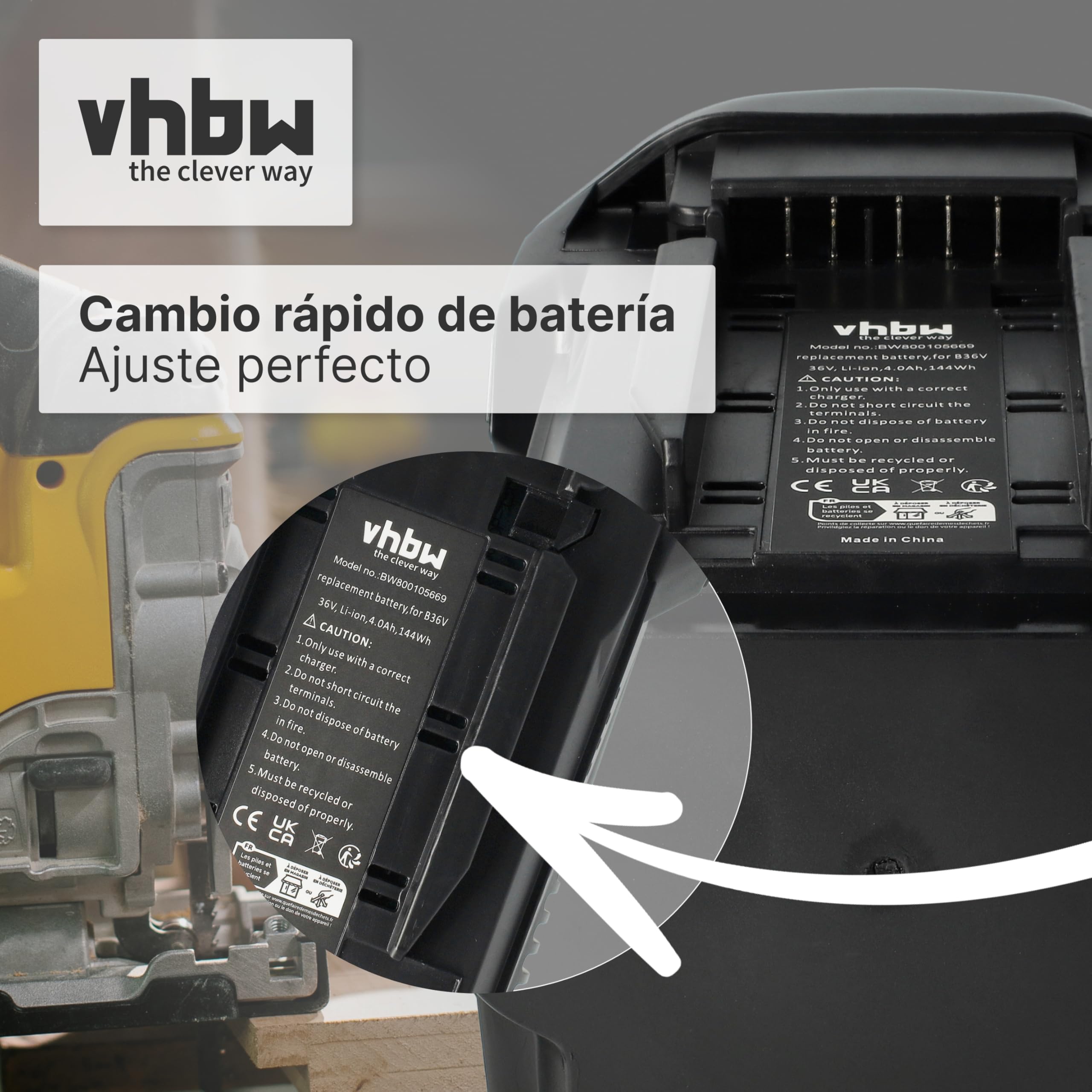 vhbw Batería Compatible con Hilti TE6-A36, TE 6-A36 AVR, TE 500-A36, CPC 36V Herramienta (4000 mAh, Li-Ion, 36 V)