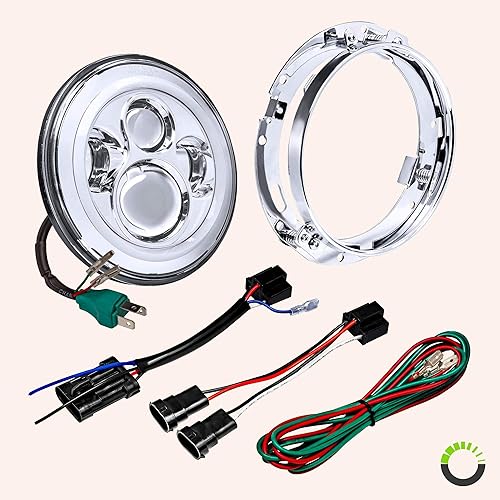 Miniatura 9 de True Mods Montura de montaje de anillo de faro redondo de 7 pulgadas cromada compatible con faros Harley Davidson Road King Electra Glide Ultra Cromo