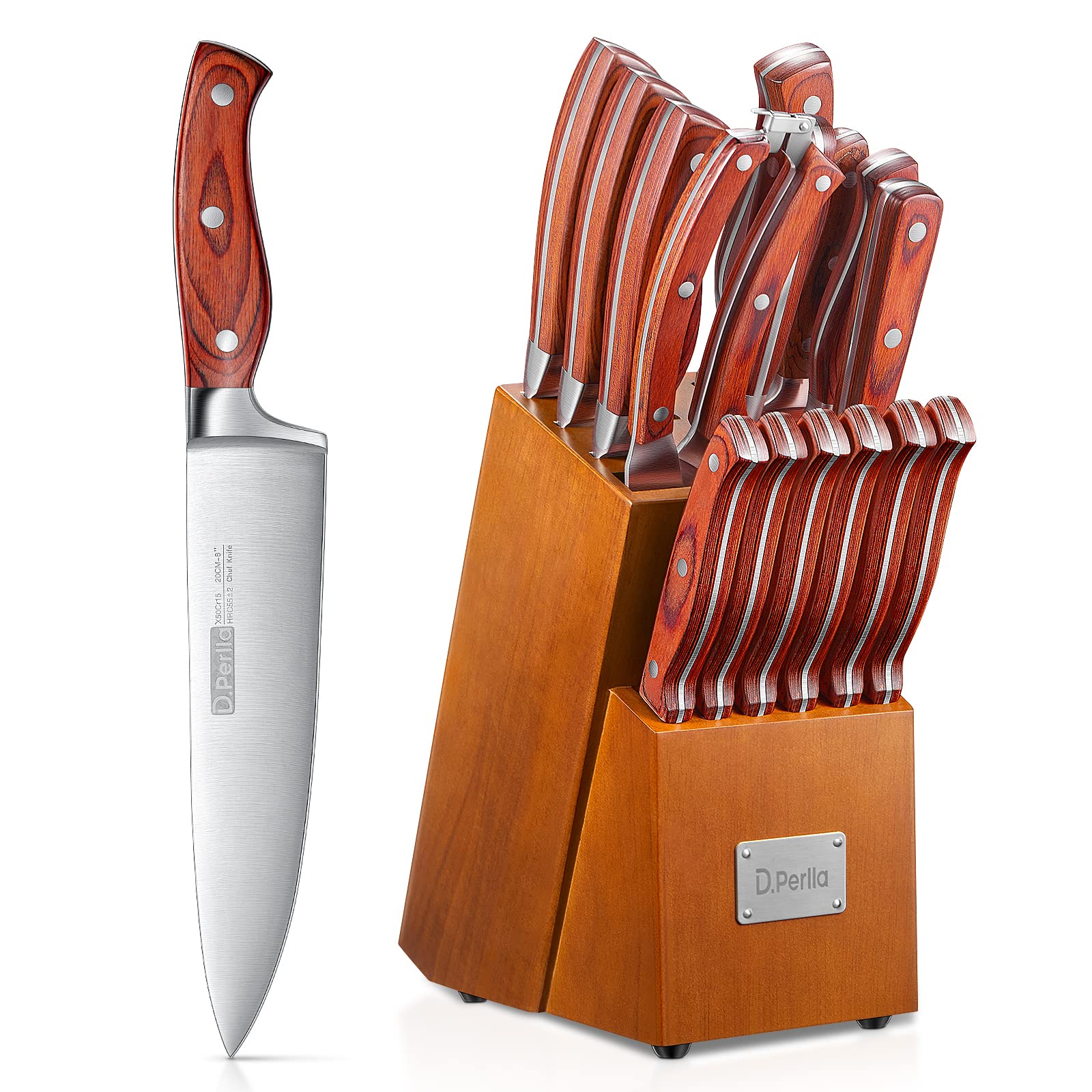 Buy D.Perlla Knife Set, 16PCS Ultra Sharp Stainless Steel Kitchen