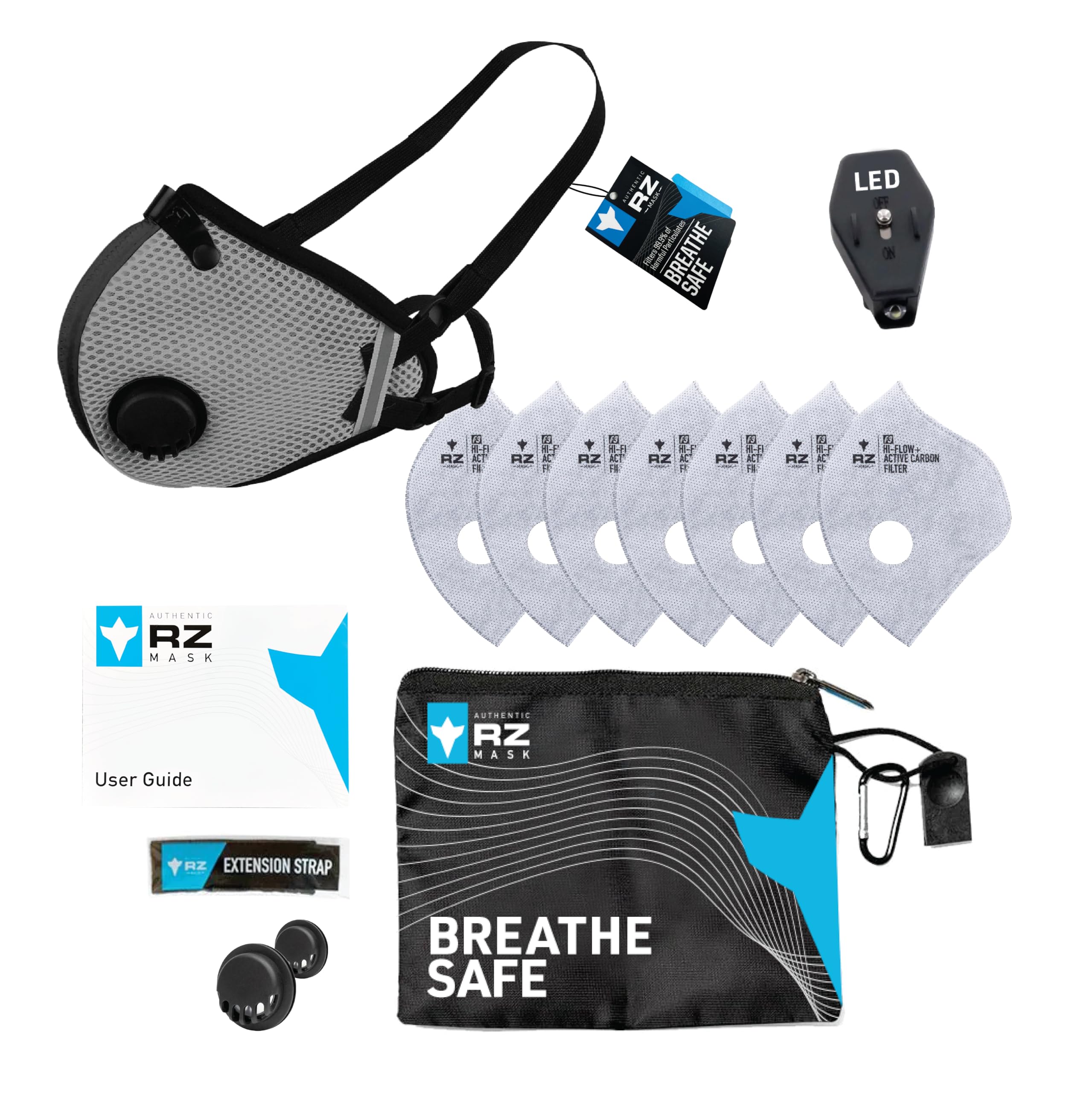 RZ Mask - M2.5 Superior Bundle Pack - Reusable, Breathable, Comfortable - For Woodworking, Landscaping, DIY, Pollen, Pollution, Dust - Face Mask Includes 8 Filters - Medium - Titanium