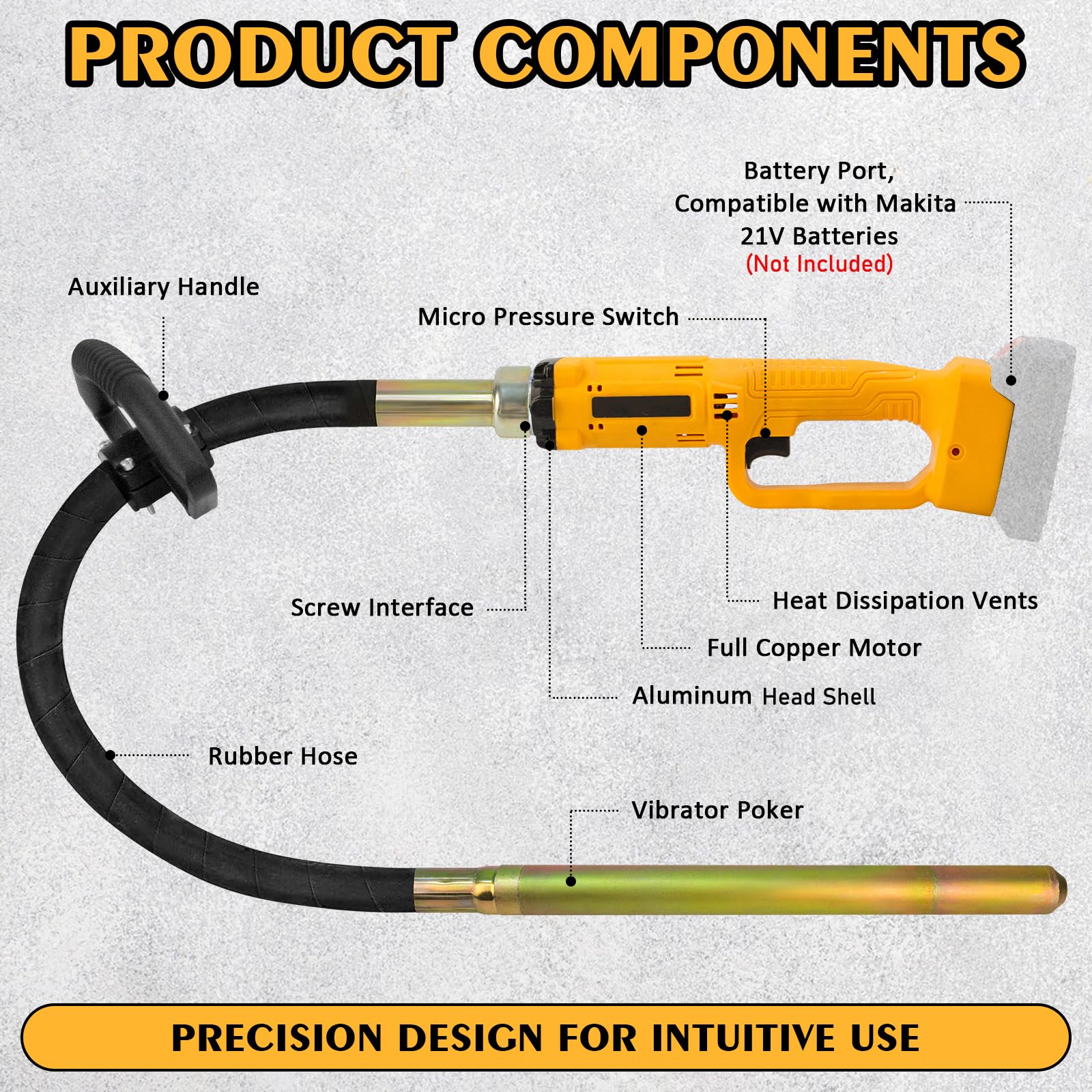 Vibrateur De Béton 1500W Bouteille Vibrante Vibrateur De Bouteille