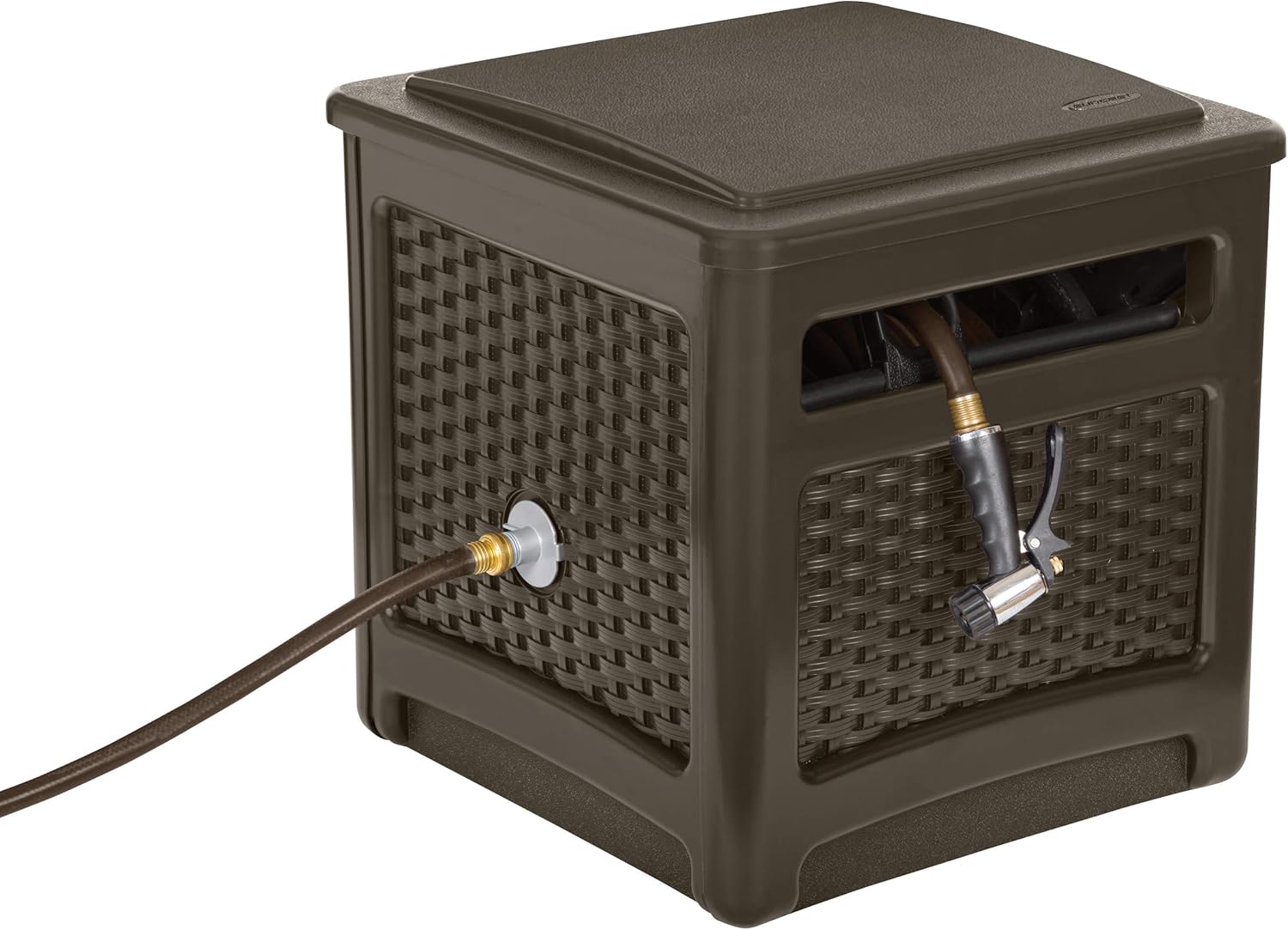 Suncast NoLeak Resin WickerLooker Hose Reel, Mocha