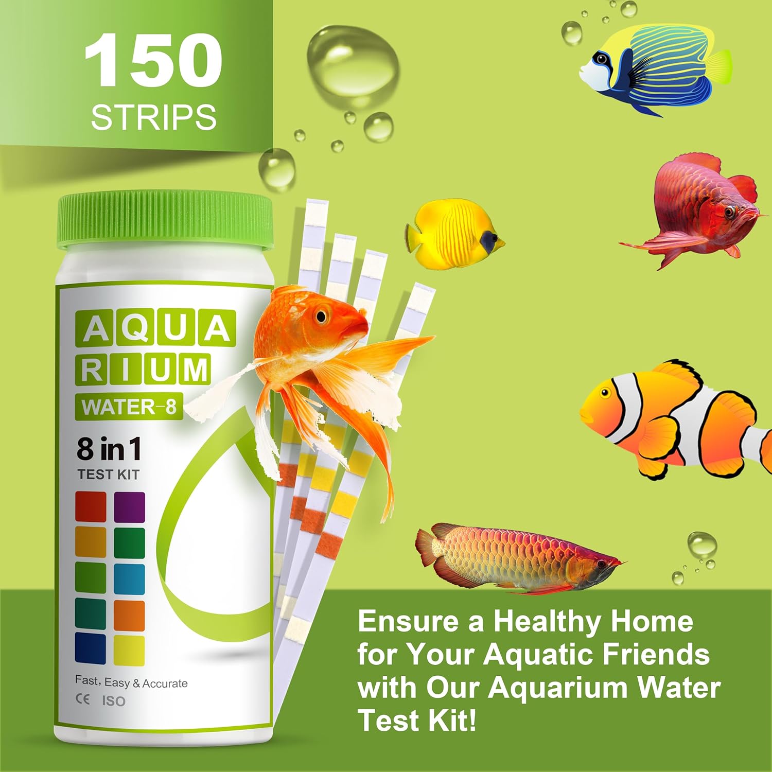 AAwipes Aquarium Ammonia Test Strips 8-in-1 |100 Strips | Quick & Accurate Water Testing for Freshwater & Saltwater Tanks -Test pH, Carbonate, Alkalinity, Hardness, Chlorine, Nitrite, etc. (K02-100) - Image 6