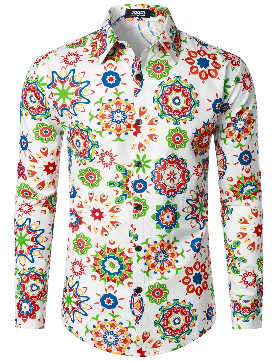 JOGAL Camisa de manga larga para hombre de corte regular con estampado floral