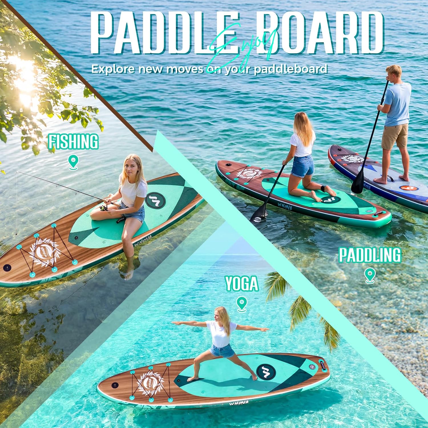 11'6" × 34" Extra Wide Inflatable Stand Up Paddle Board, Stable SUP with Premium SUP Accessories and Non-Slip Comfort Deck for Adults & Youth of All Skill Levels