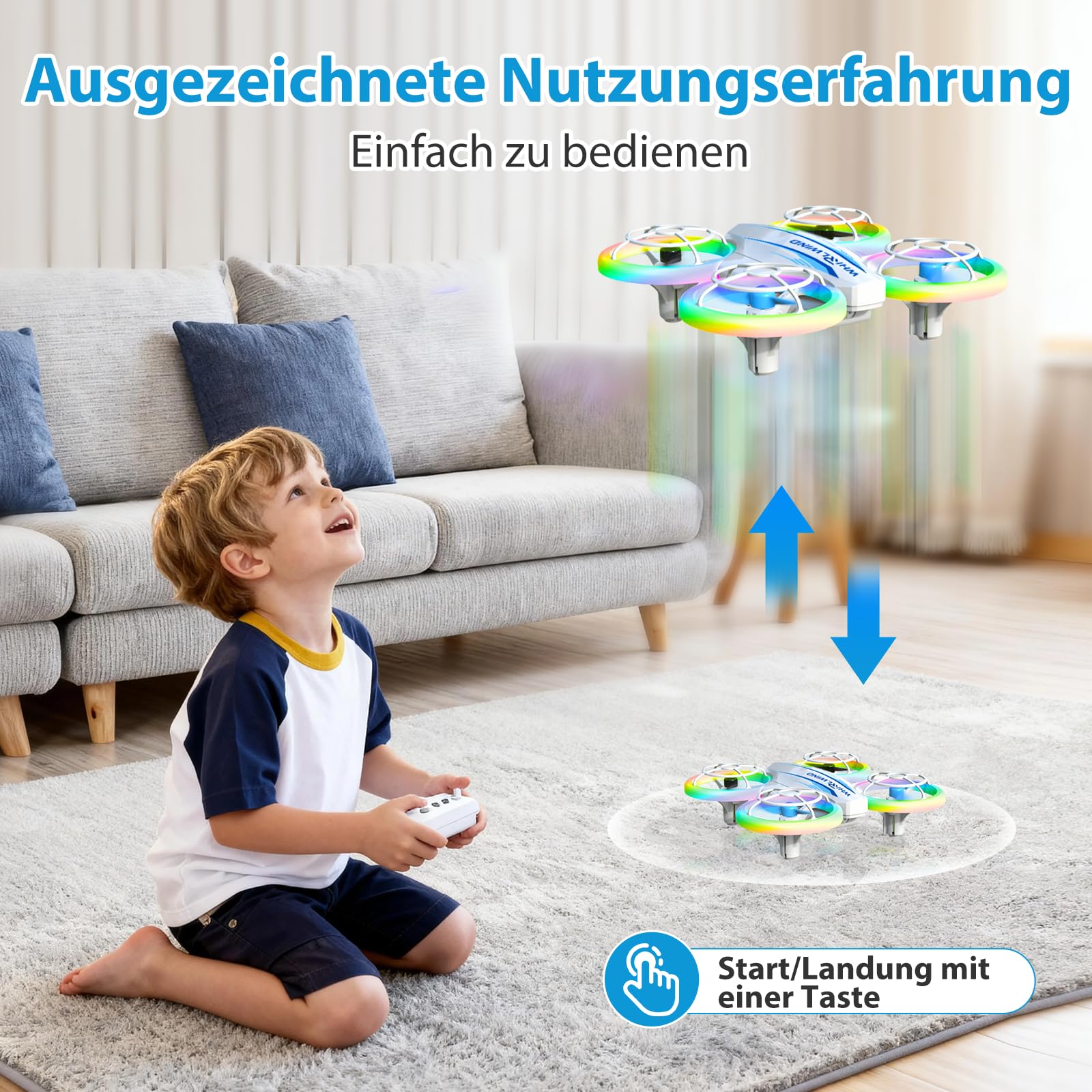 Mini Drohne für Kinder Drohne Spielzeug ab 6+ Jahre, RC Flugzeug Spielzeug Quadrocopter Drone für Kinder und Anfänger mit 3 Akkus, LED Lichter Indoor Outdoor Geschenk für Jungen Mädchen