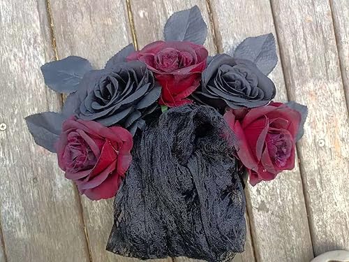 Miniatura 4 de DDazzling Day of The Dead Floral Headband Dia De Los Muertos Costume Halloween Flower Headpiece,Black Flower