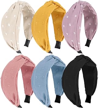 6pcs Wide Knotted Headbands for Women Hair Accessories Non Slip Headband Girls Fashion Cute Head Bands for Women's Hair