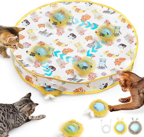 Pelota de juguete interactiva para gatos, bola de gato móvil automática en bolsa, juguetes interactivos para gatos de interior, juguete para gatos