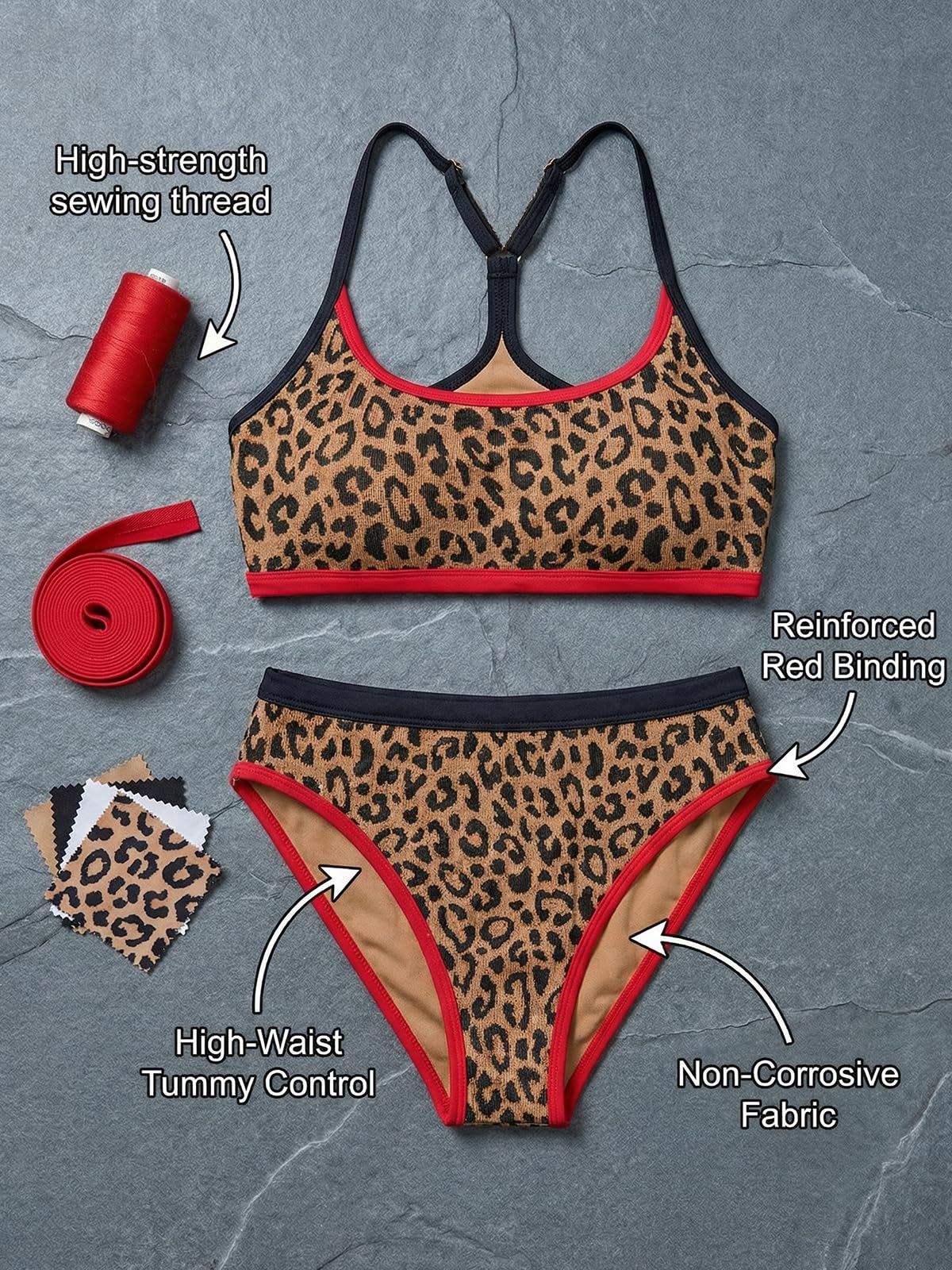 CUPSHE Maillot de bain deux pièces texturé à dos nageur pour femme | Maillot de bain sportif, bonnets souples amovibles, bloc de couleurs, bretelles réglables, sans couture