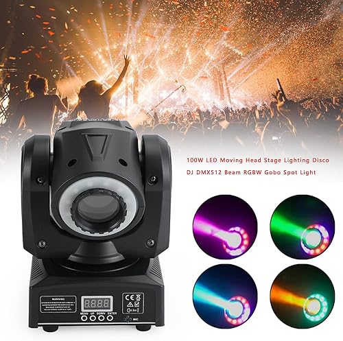 Miniatura 4 de Topteng Luz de cabeza móvil de 100 W, 7 Gobo LED de iluminación de escenario de iluminación de discoteca DJ luces DMX512 haz RGBW Gobo Spot Light