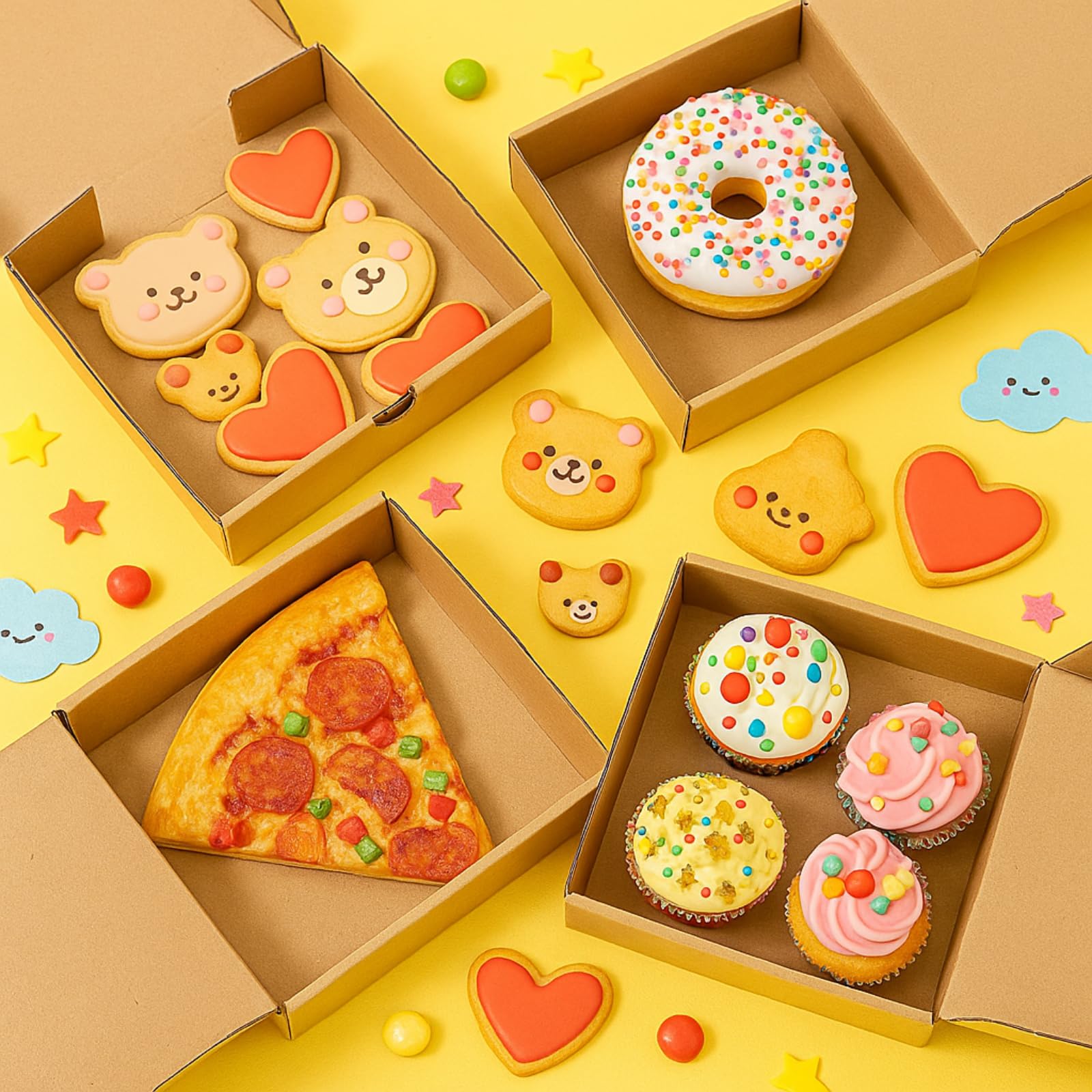 ZENFUN 40 mini scatole per pizza in carta kraft 18 x 18 x 3 cm ondulate contenitori da asporto