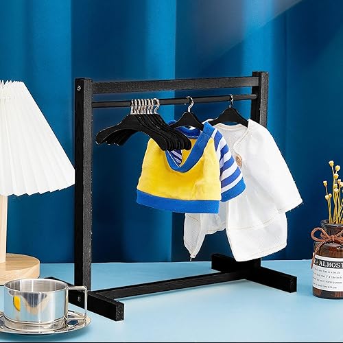 Miniatura 4 de Civaner Perchero de ropa de muñeca con colgador de madera para ropa de muñeca de 18 pulgadas, mini perchas para armario, accesorios de muebles