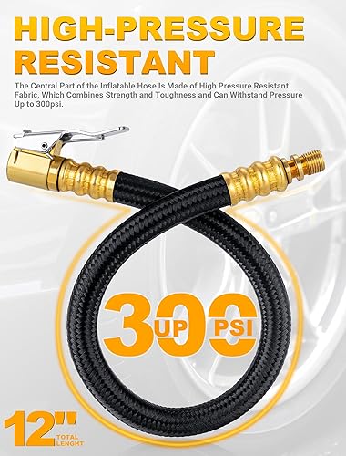 Miniatura 3 de Tubo de extensión de inflado de neumáticos de 12 pulgadas, manguera adaptadora de portabrocas de inflado rápido para inflado rápido, conector de