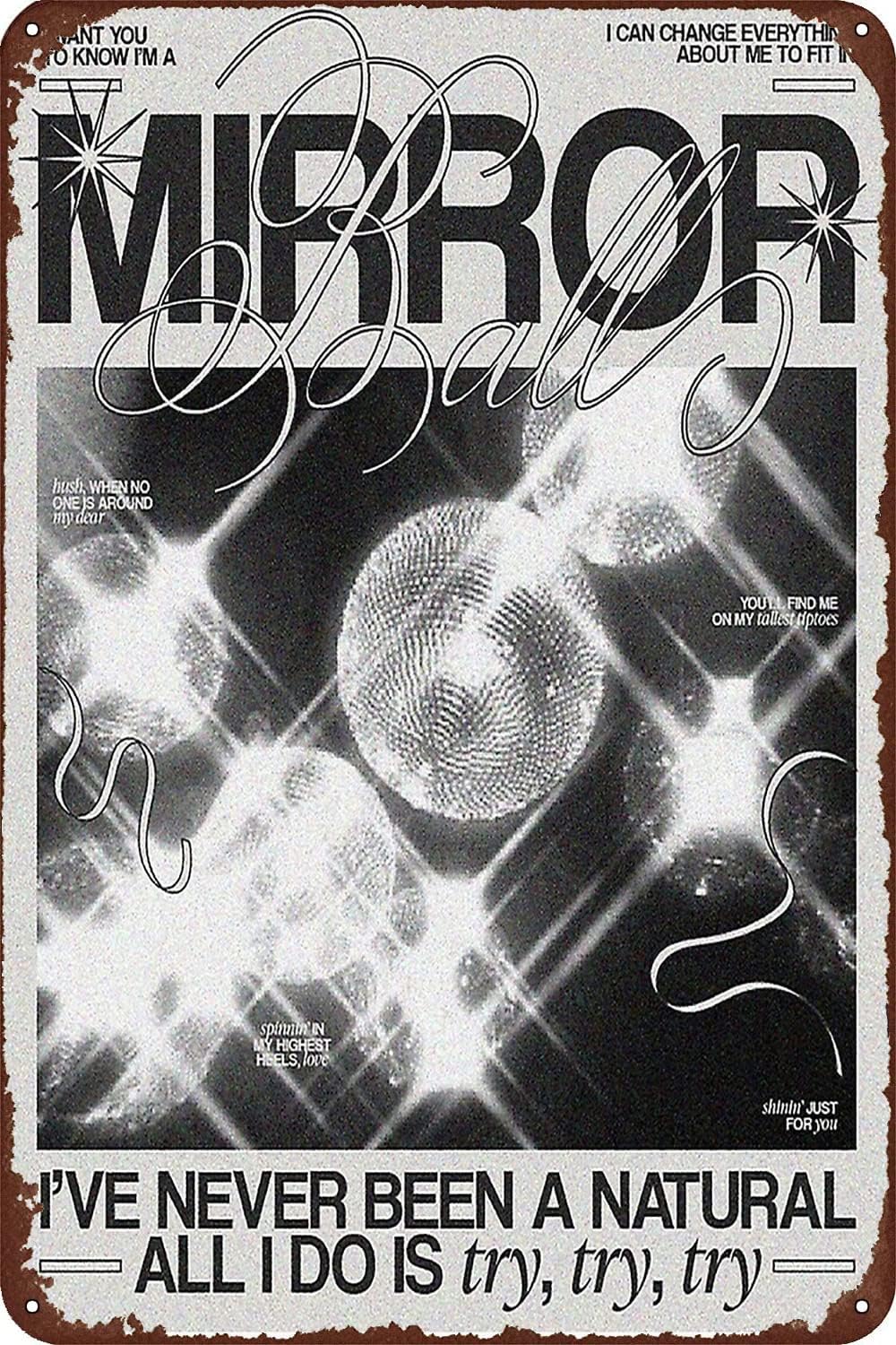 WASUBEA Metal Tin Sign Mirrorball Swift Album Metal