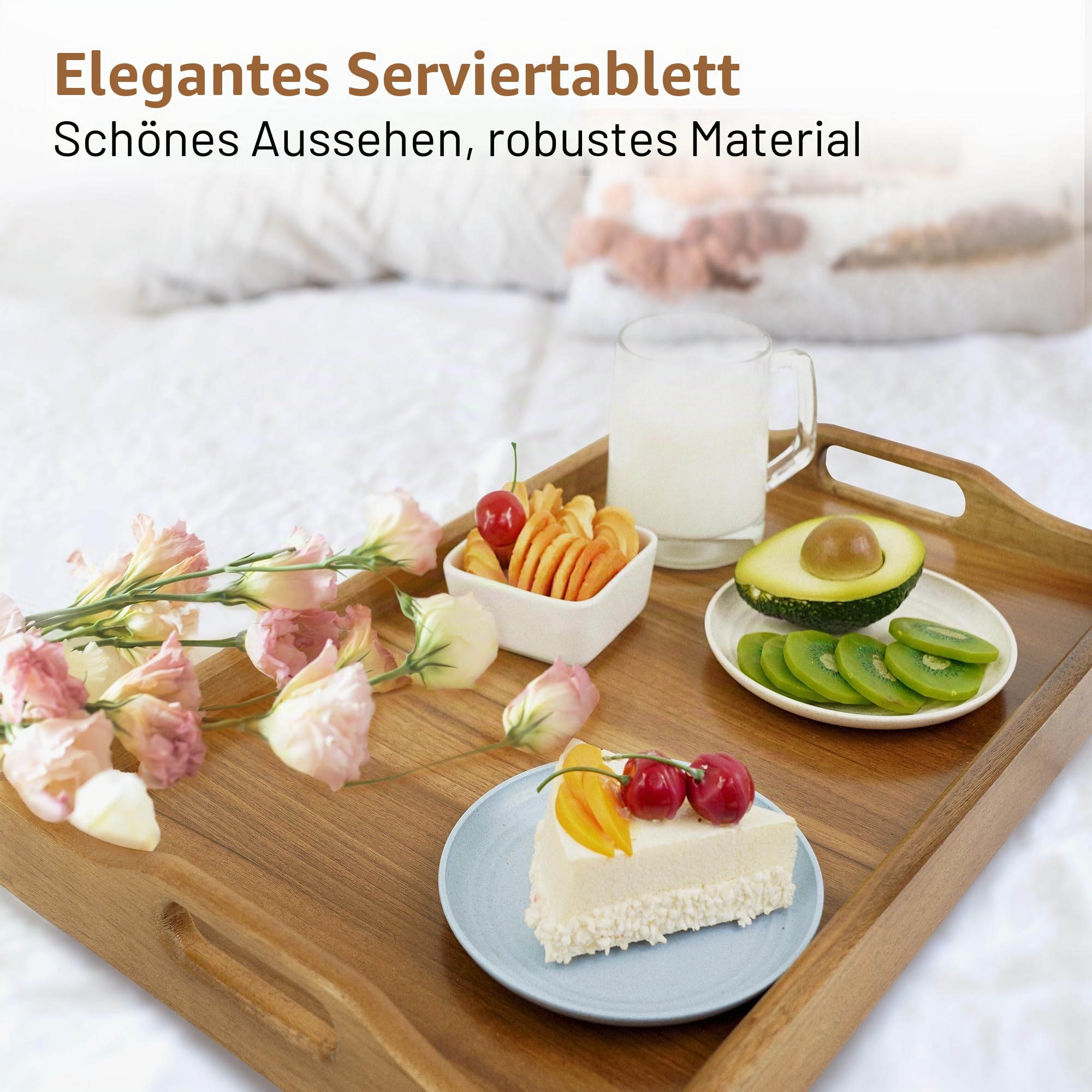 Utoplike Akazienholz Bett Tablett Tisch, großes Frühstückstablett