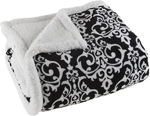 Bedford Home Manta Sherpa de forro polar negro/blanco