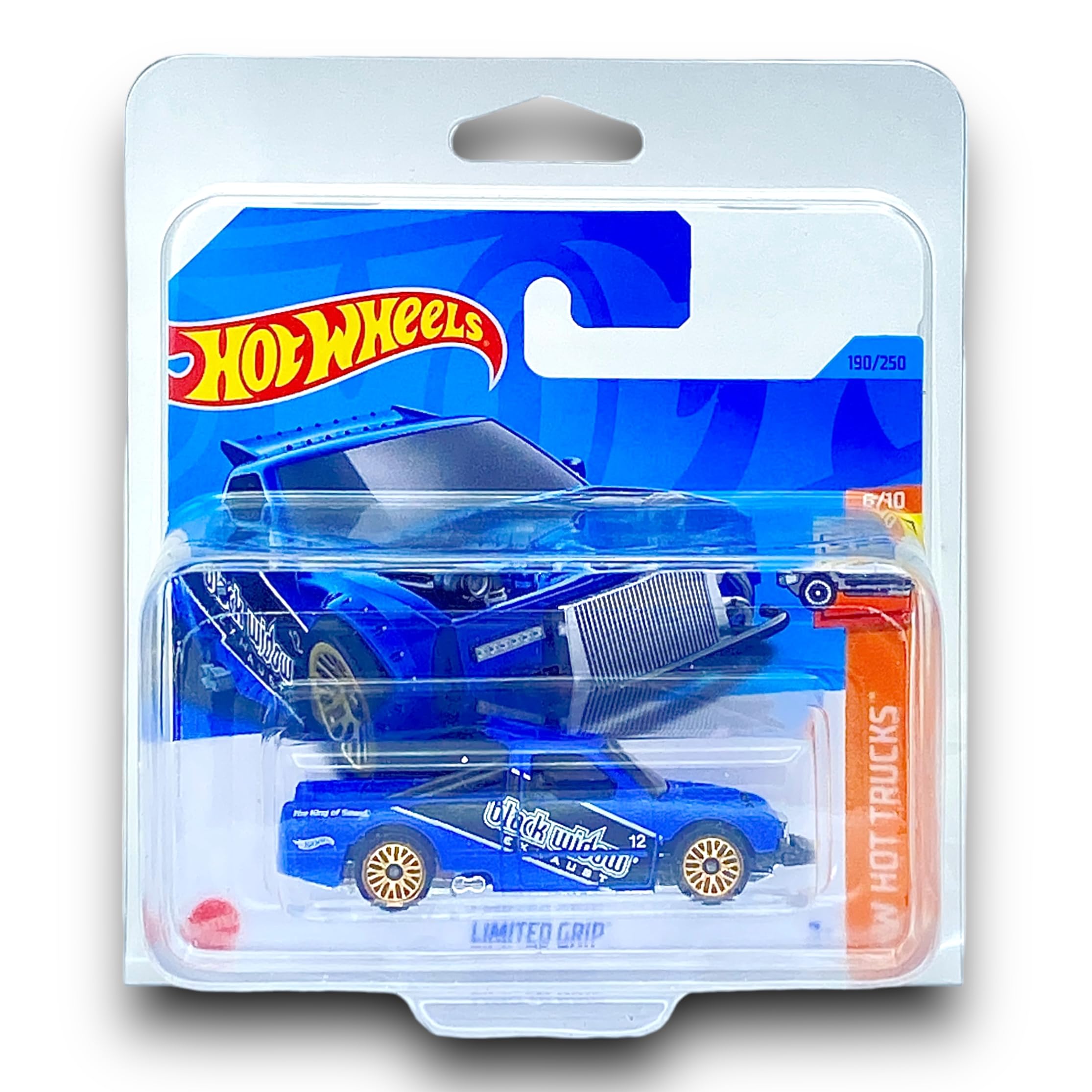 Hot Wheels Limited Grip (Blue & Black) 6/10 HW Hot Trucks - 2023-190/250 (Short Card) - COMES IN A KLAS CAR KEEPER SHORT CARD PROTECTOR CASE - HKK60