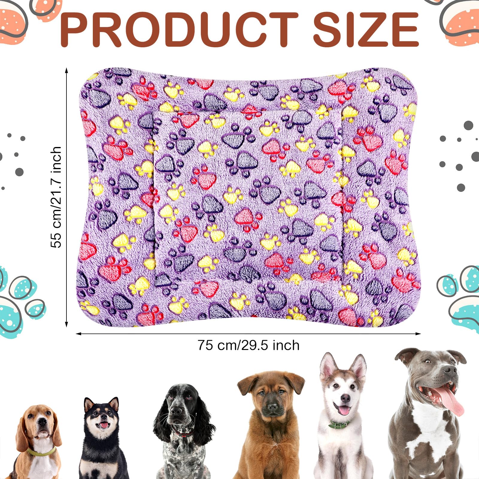 Lot de 4 Tapis de lit Ultra Doux pour Chien et Chat avec imprimés Mignons – Tapis réversible en Polaire Confortable et Lavable – Lit épais pour Hamster, Cochon d'Inde – Lit pour Animaux de Compagnie