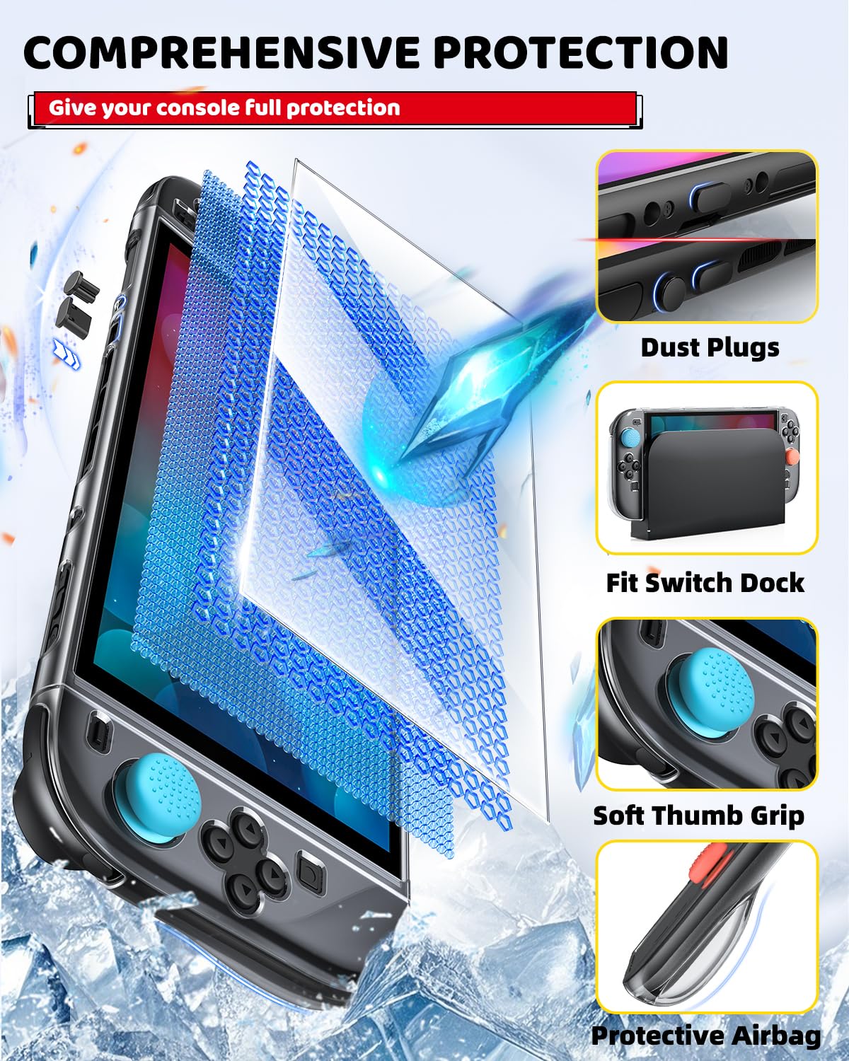 Étui de Transport Portable pour Nintendo Switch 2 D S - Avec 2 Protège-Écrans HD [7,9 Pouces], Coquille de Cristal, Kit Anti-Poussière et 4 Embouts pour Joysticks (Lot d'Accessoires)