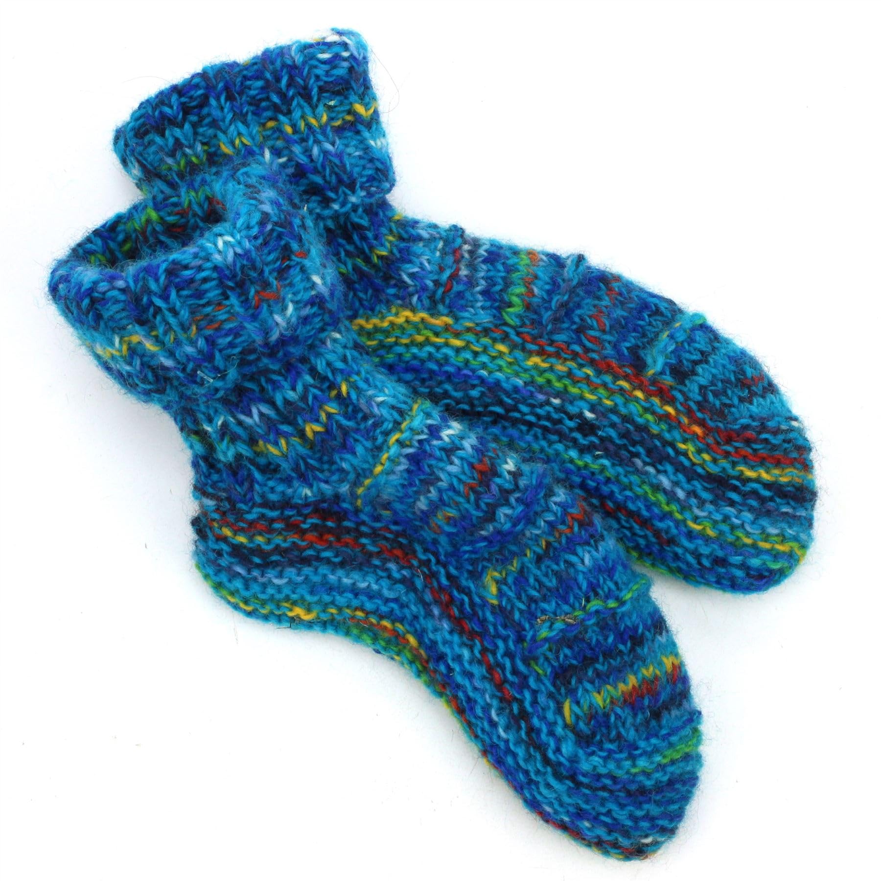 LOUDelephant Hand Knitted Wool Ankle Socks - SD Bright Blue Mix