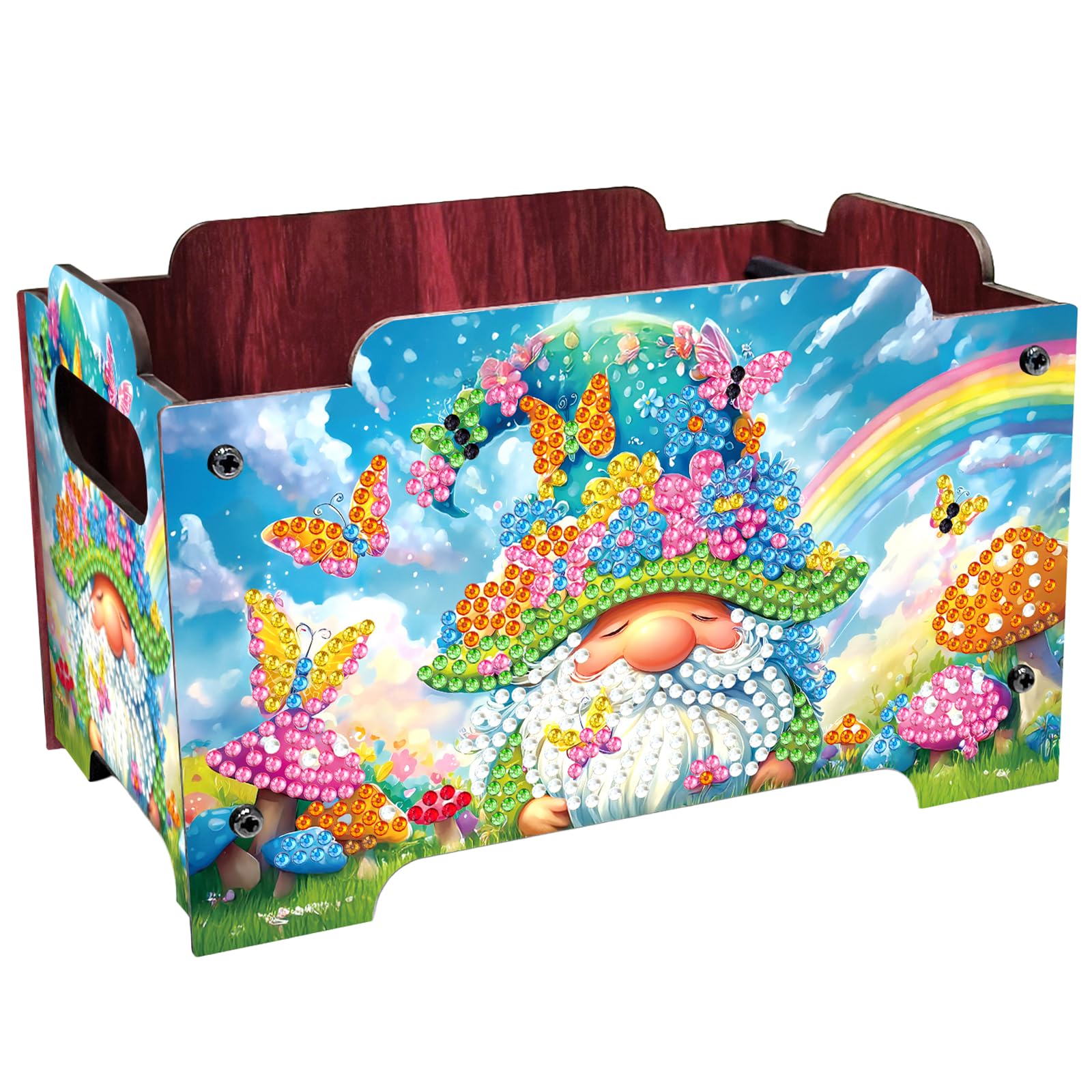 5D Diamond Painting Snack Storage Box – DIY Diamond Art Colored Pattern Wood Case fortial Drill Rhinestones Decorative Wooden Crystal Mosaic Storage Container for Home Dresser Desk Decor