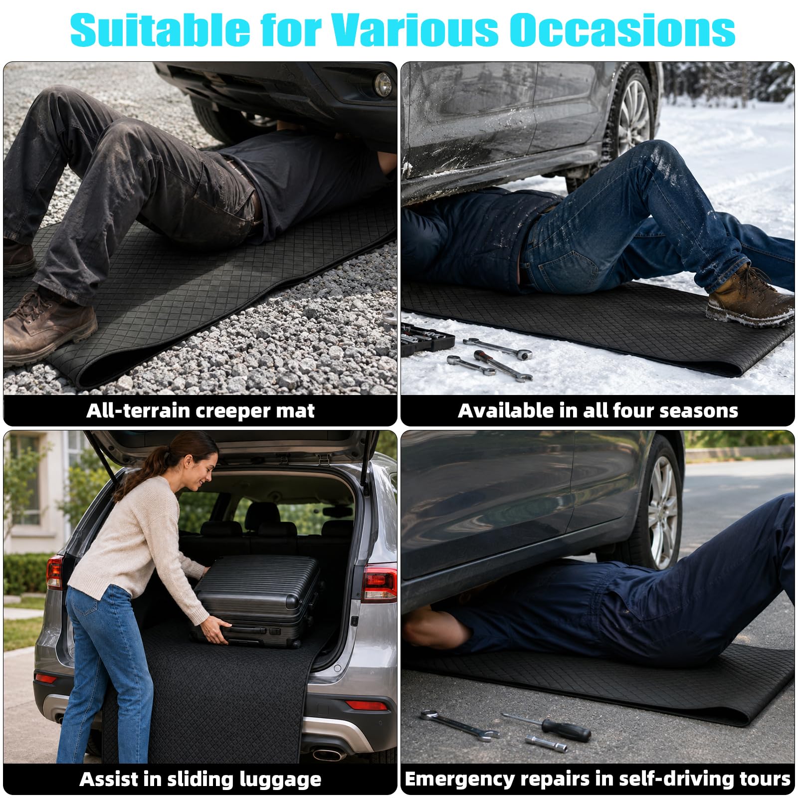 SUNCARACCL Alfombrilla mágica para reparación de Coche, 60 x 28 Pulgadas, Plegable, con Bolsa de Almacenamiento, Alfombrilla mecánica para Poca Distancia, Herramienta de reparación de automóviles