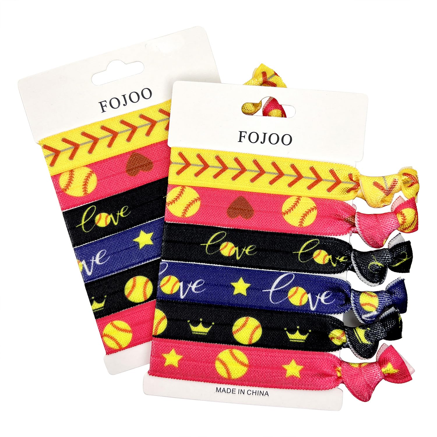 12 PCS Softball Hair Ties for Girls, No Crease Hair Elastics Set, baseball Team Gifts Party Favors for Players Fans Coaches, Teams Softball