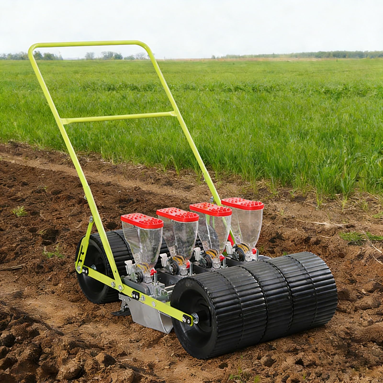 Semoir manuel réglable à pousser à la main pour arachides, maïs et espacement des rangées plus précis et contrôle de la profondeur pour une plantation efficace
