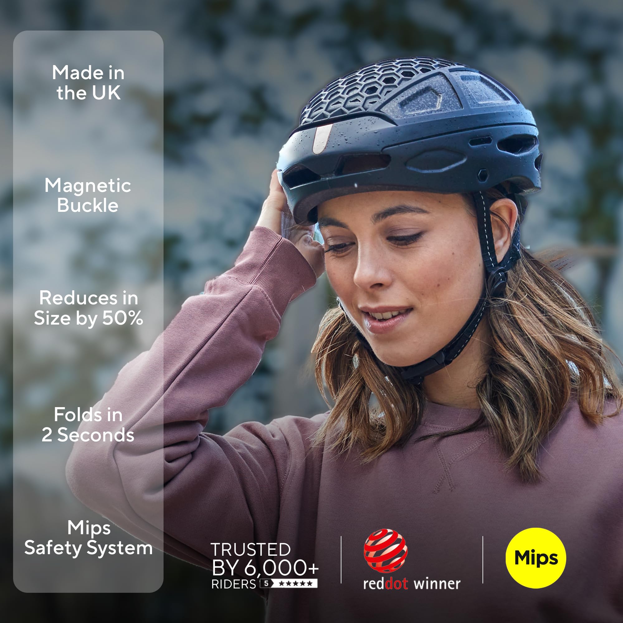 Newlane Casco da bici pieghevole con protezione MIPS (nero con linguetta bianca/M) | Compatto, leggero e certificato di sicurezza | regolabile e traspirante | Casco da bici per uomo e donna
