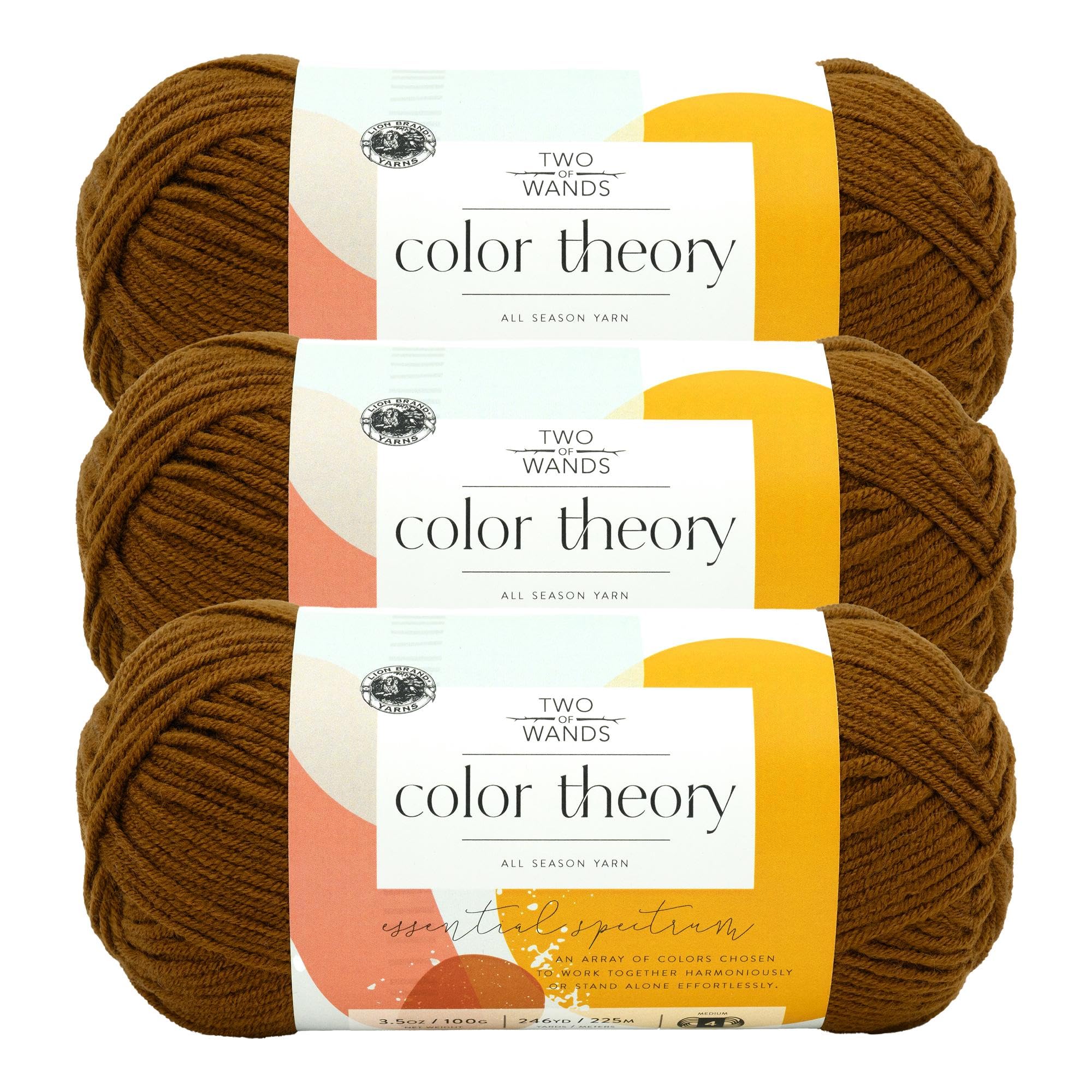 Lion Brand Yarn, Color Theory Knit &amp; Crochet Yarn, Spice, Brown, 3 Pack