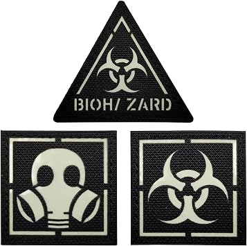 AliPlus 3PCS Biohazard Gas Mask Patches Luminous Morale Patch Hook and Loop